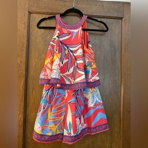 Flying Tomato Red and Blue Tropical Mini Romper